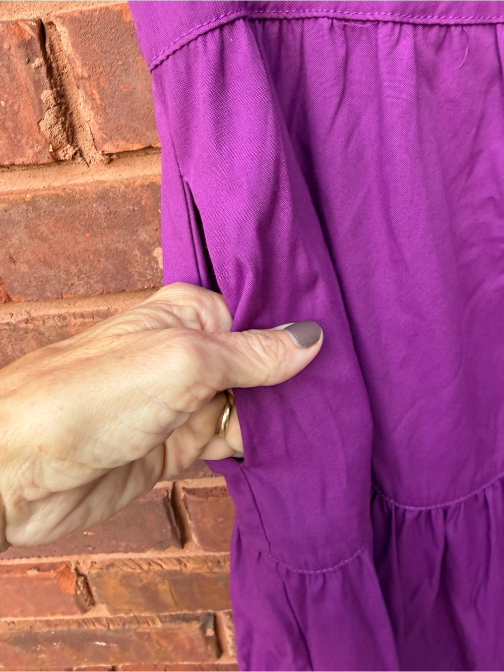 Brochu Walker Dress Purple Havana Tiered Maxi Cottagecore Teacher Button Front - Picture 5 of 6